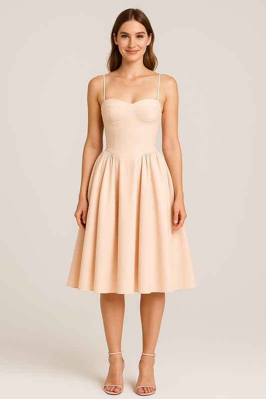 Sommerkleid für Frauen in Midi-Länge mit Spaghettiträgern