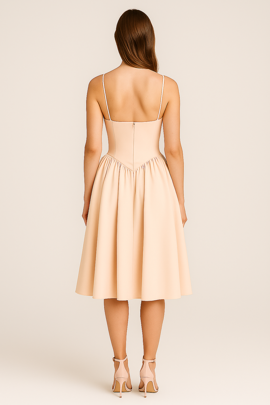 Sommerkleid für Frauen in Midi-Länge mit Spaghettiträgern