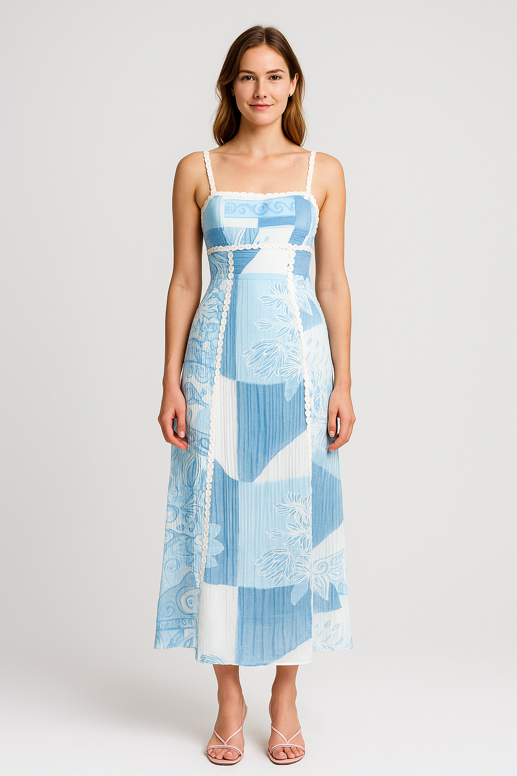 Schulterfreies Maxikleid mit Blumenmuster für Frauen