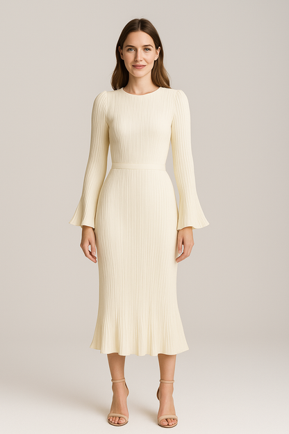 Plissiertes Maxikleid mit Glockenärmeln für Frauen