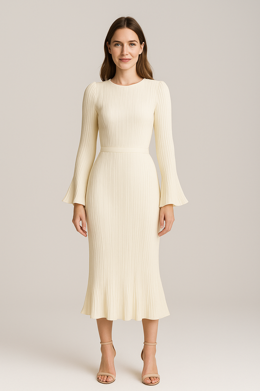 Plissiertes Maxikleid mit Glockenärmeln für Frauen