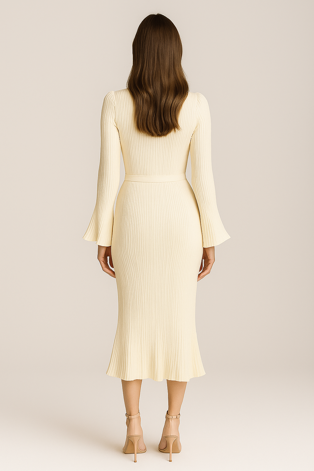 Plissiertes Maxikleid mit Glockenärmeln für Frauen