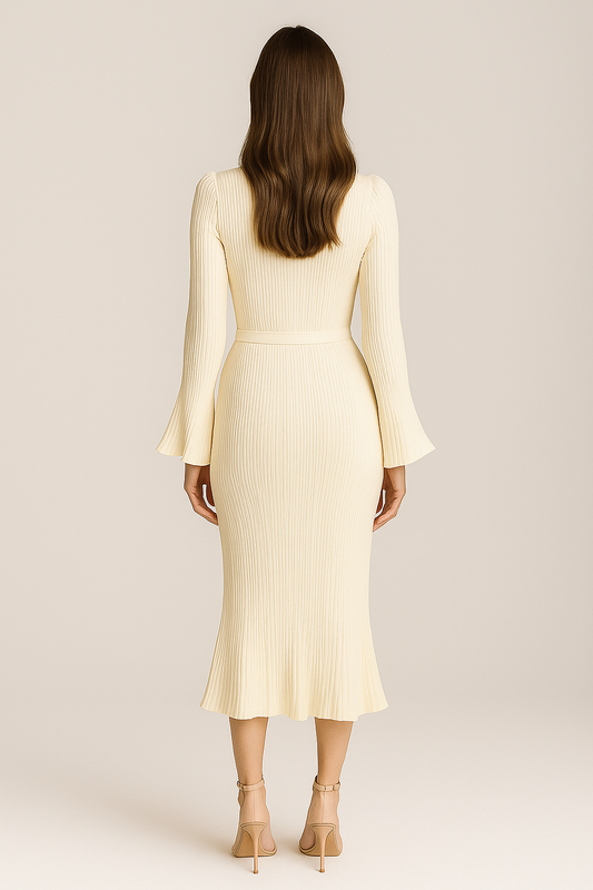 Plissiertes Maxikleid mit Glockenärmeln für Frauen